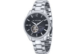 Stainless Steel Strap and case, Black Dial Men's Watch