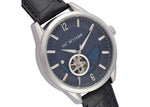 Black Leather Strap, Stainless Steel Case, Blue Dial Men's Watch