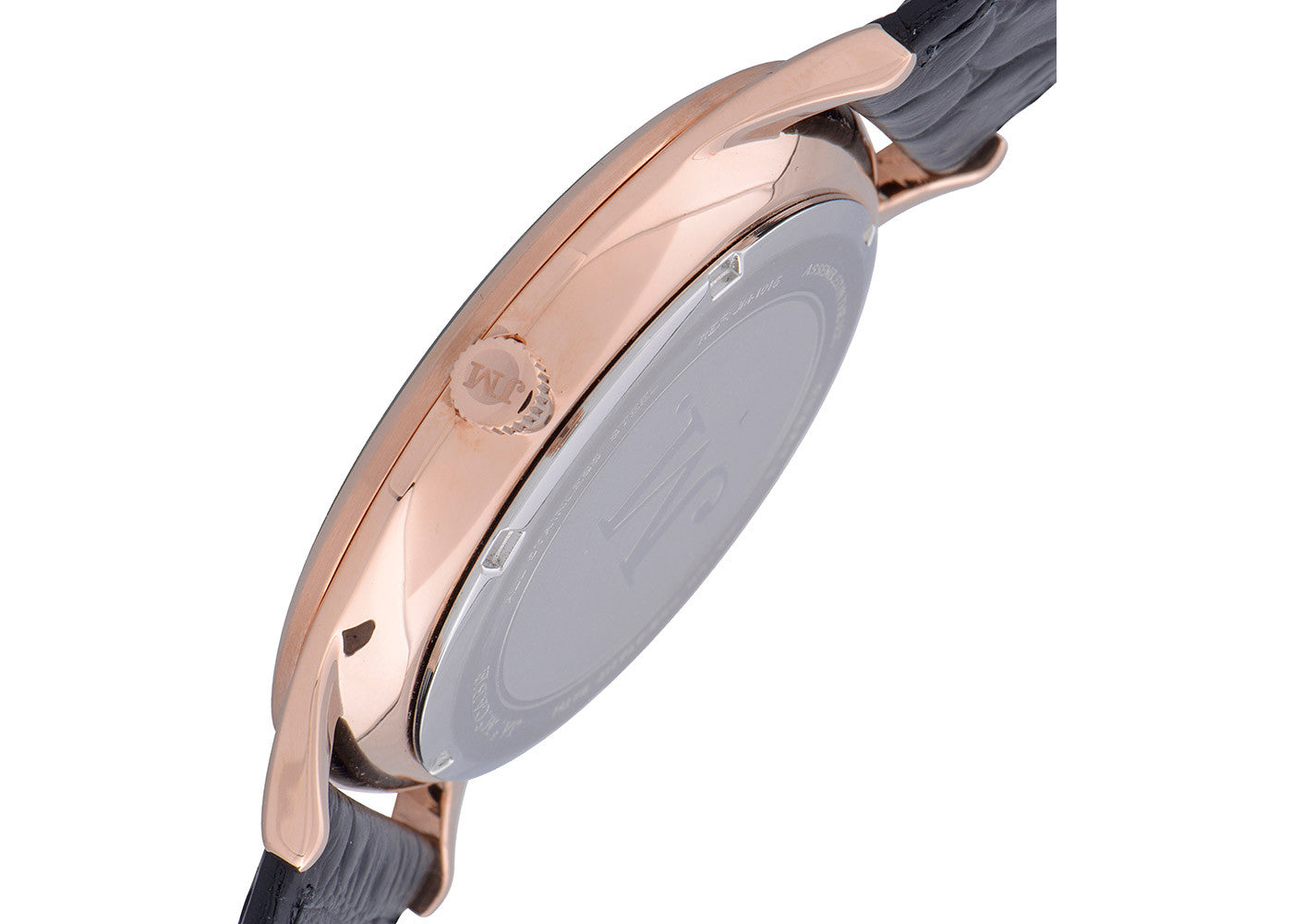 Black Leather Strap, Rose Gold Plated Case, Silver White Dial James McCabe Men's Watch
