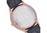 Black Leather Strap, Rose Gold Plated Case, Silver White Dial James McCabe Men's Watch