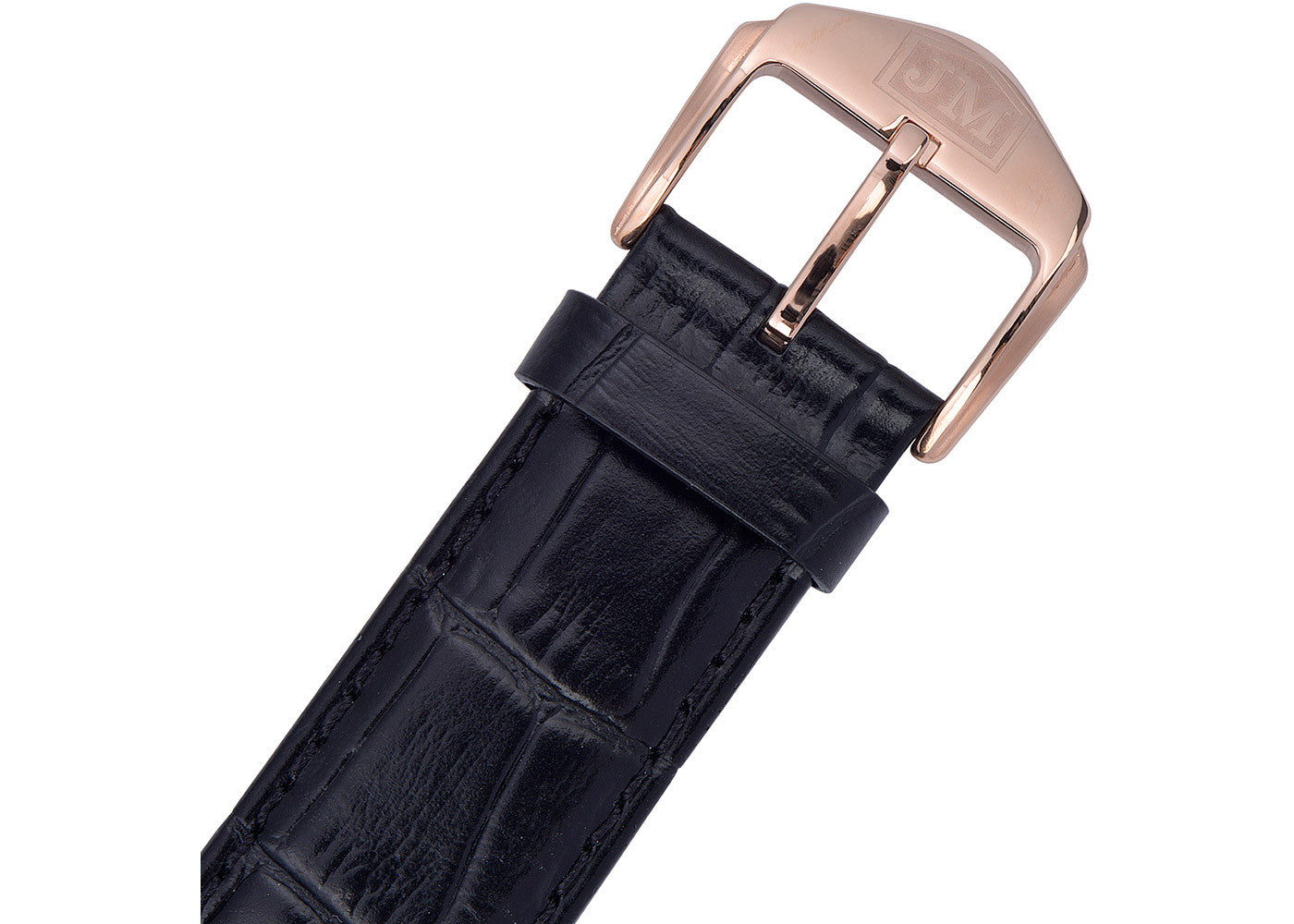 Black Leather Strap, Rose Gold Plated Case, Silver White Dial James McCabe Men's Watch