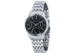 Stainless Steel Band, Round Case Black Dial Men's Watch