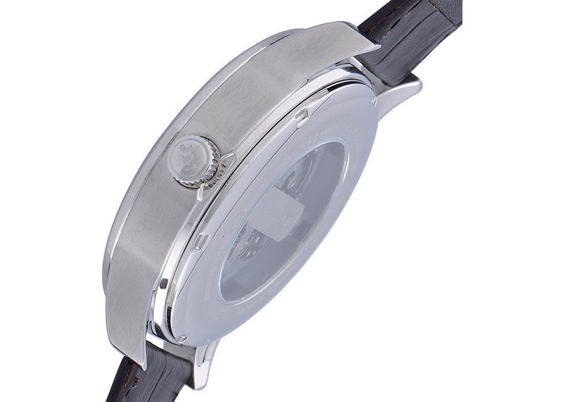 Brown Leather Strap, Grey Dial, Stainless Steel Men's Watch