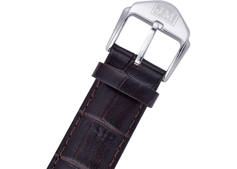 Brown Leather Strap, Grey Dial, Stainless Steel Men's Watch