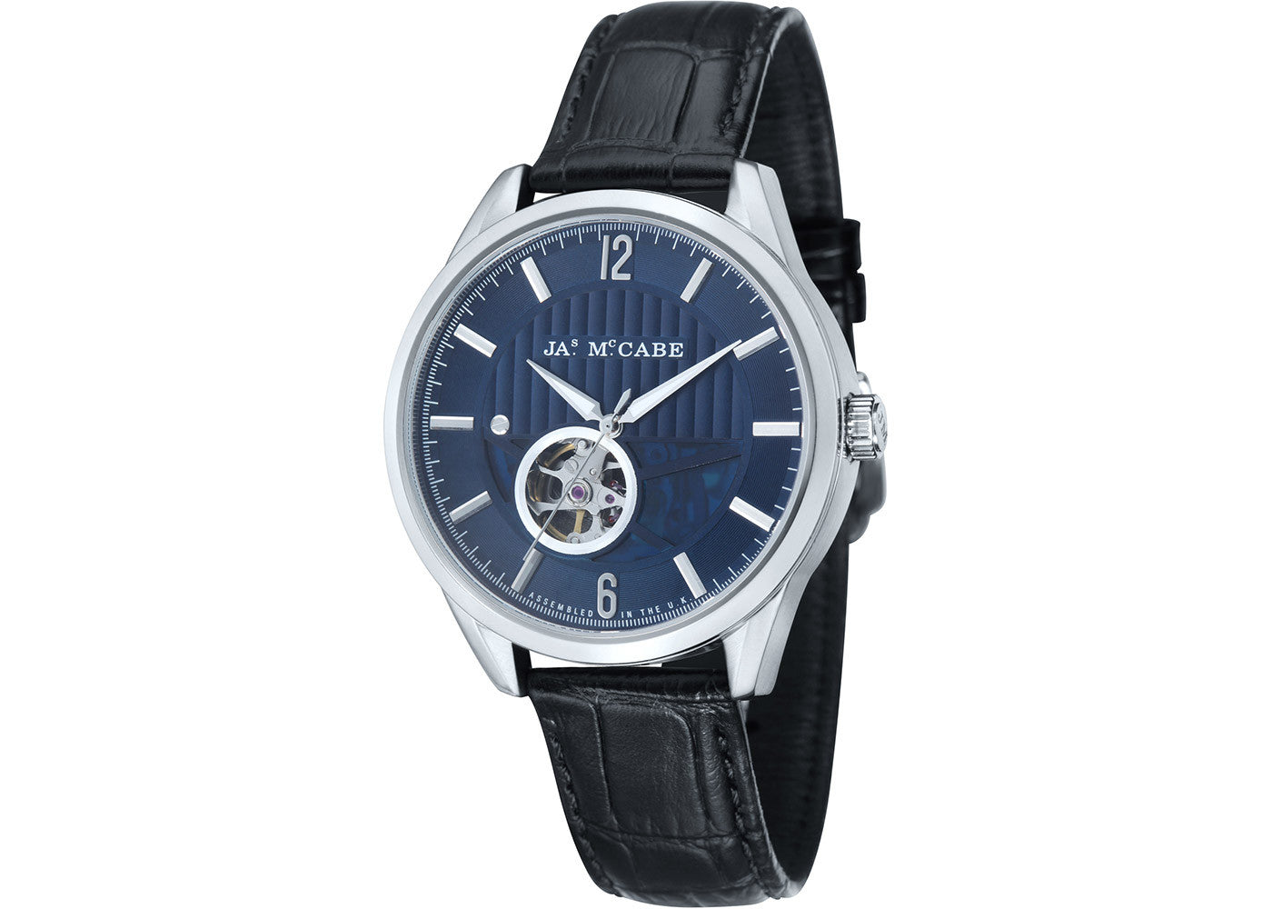 Black Leather Strap, Stainless Steel Case, Blue Dial Men's Watch