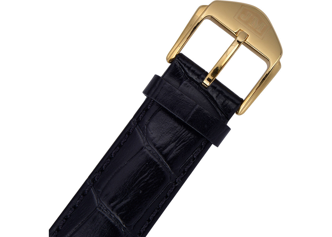 Black Leather Strap, Gold Plated Case, Black Dial Men's Watch