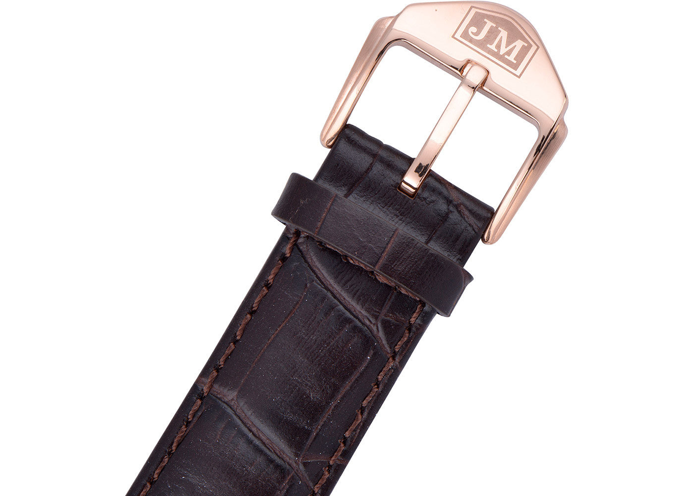 Brown Leather Strap, Rose Gold Plated Case, Black Dial Men's Watch