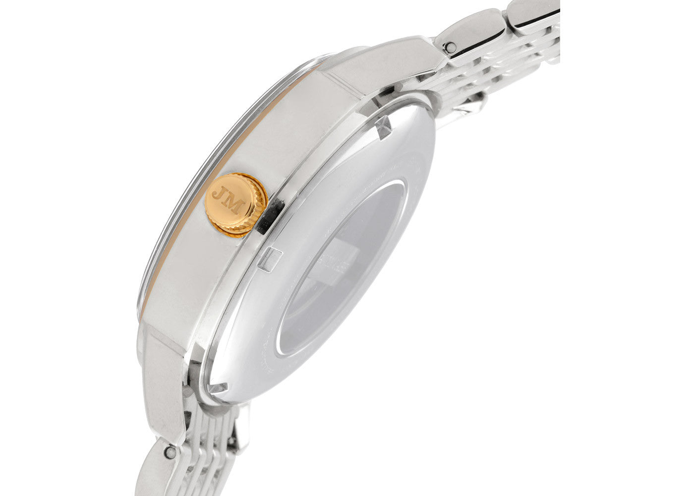 Two Tone Strap, Round Case, Silver White Dial Men's Watch