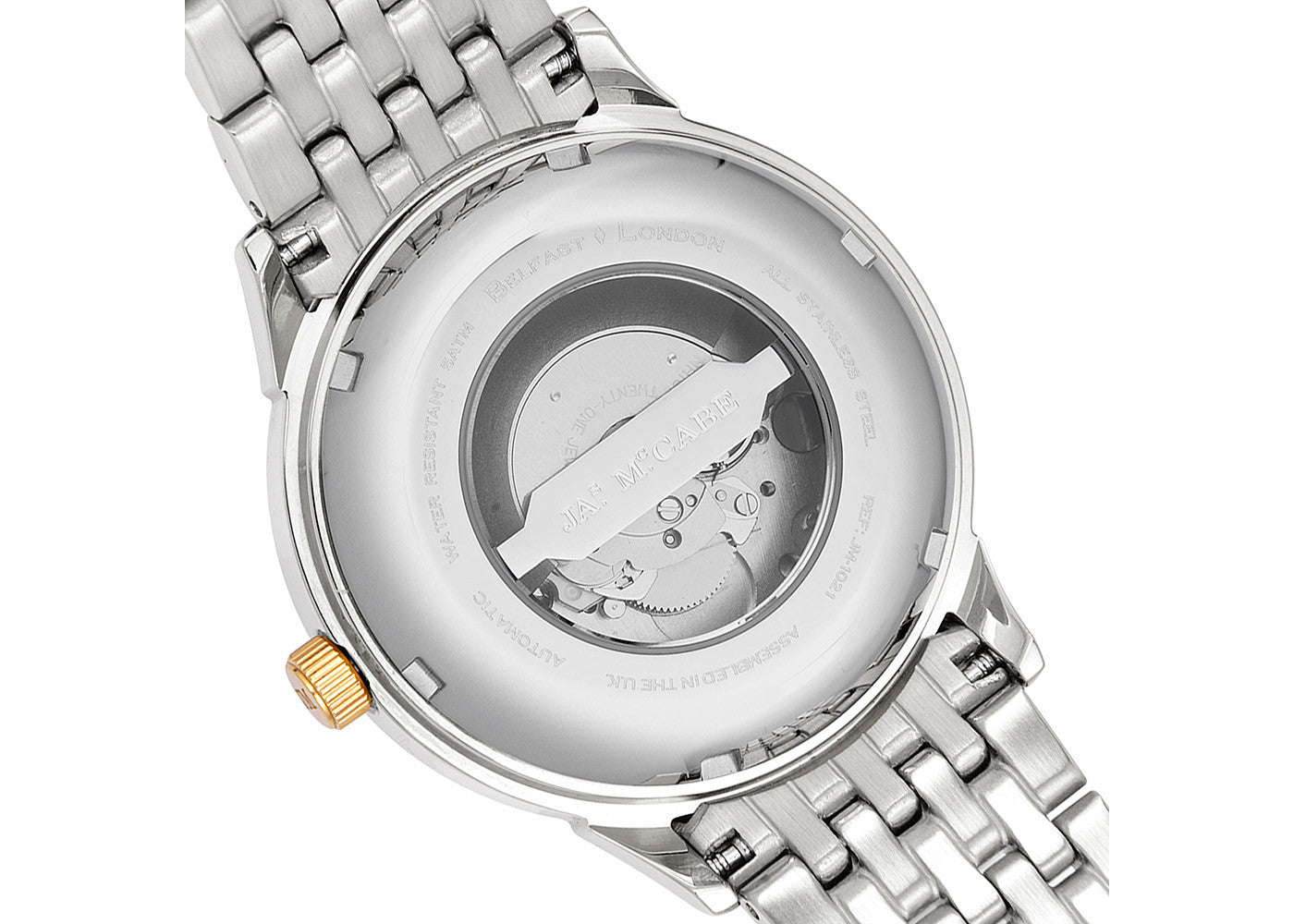 Two Tone Strap, Round Case, Silver White Dial Men's Watch