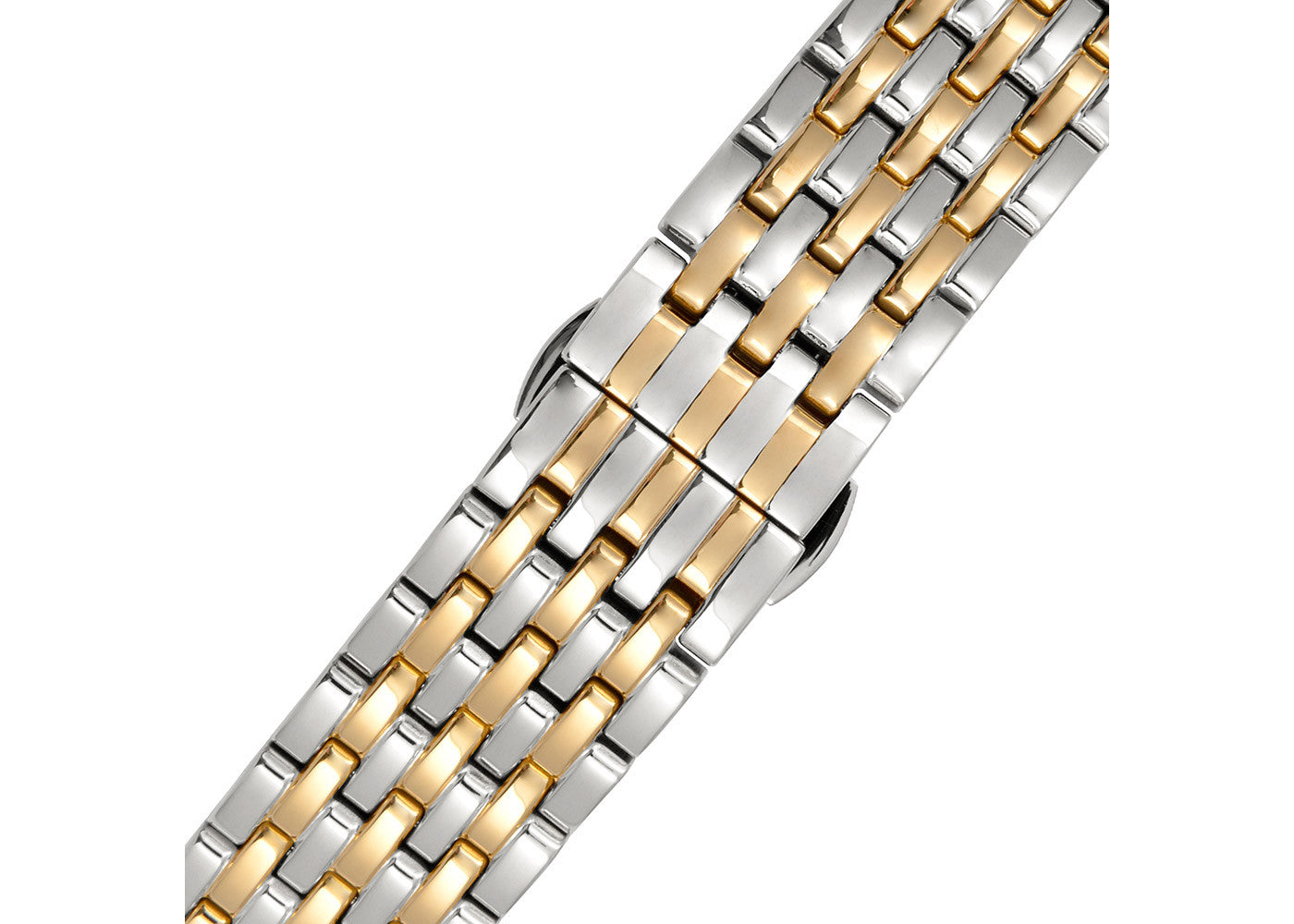 Two Tone Strap, Round Case, Silver White Dial Men's Watch